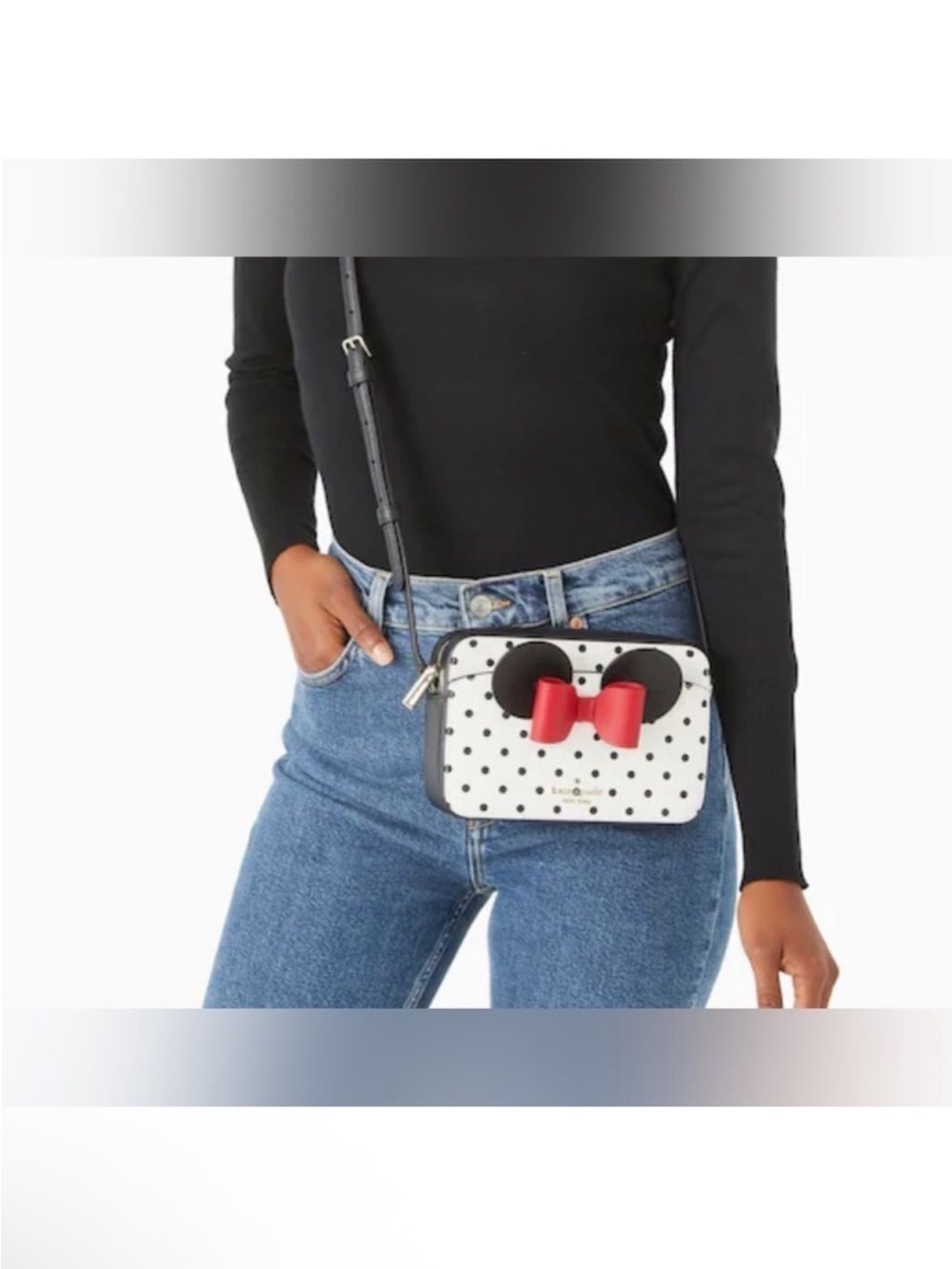 NWT Kate Spade X Disney Minnie Mouse Polka Dot Leather Crossbody Camera Bag Rare
